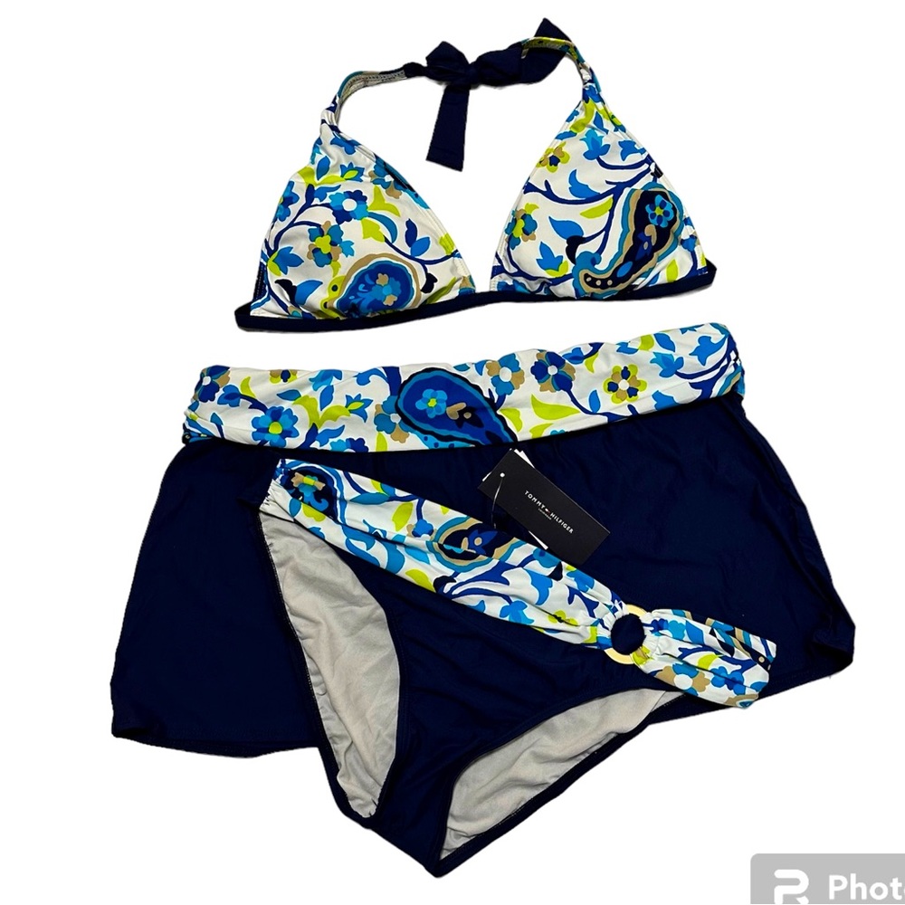 Tommy Hilfiger NWT 3 Piece Navy Bathing Suit Set SZ 14